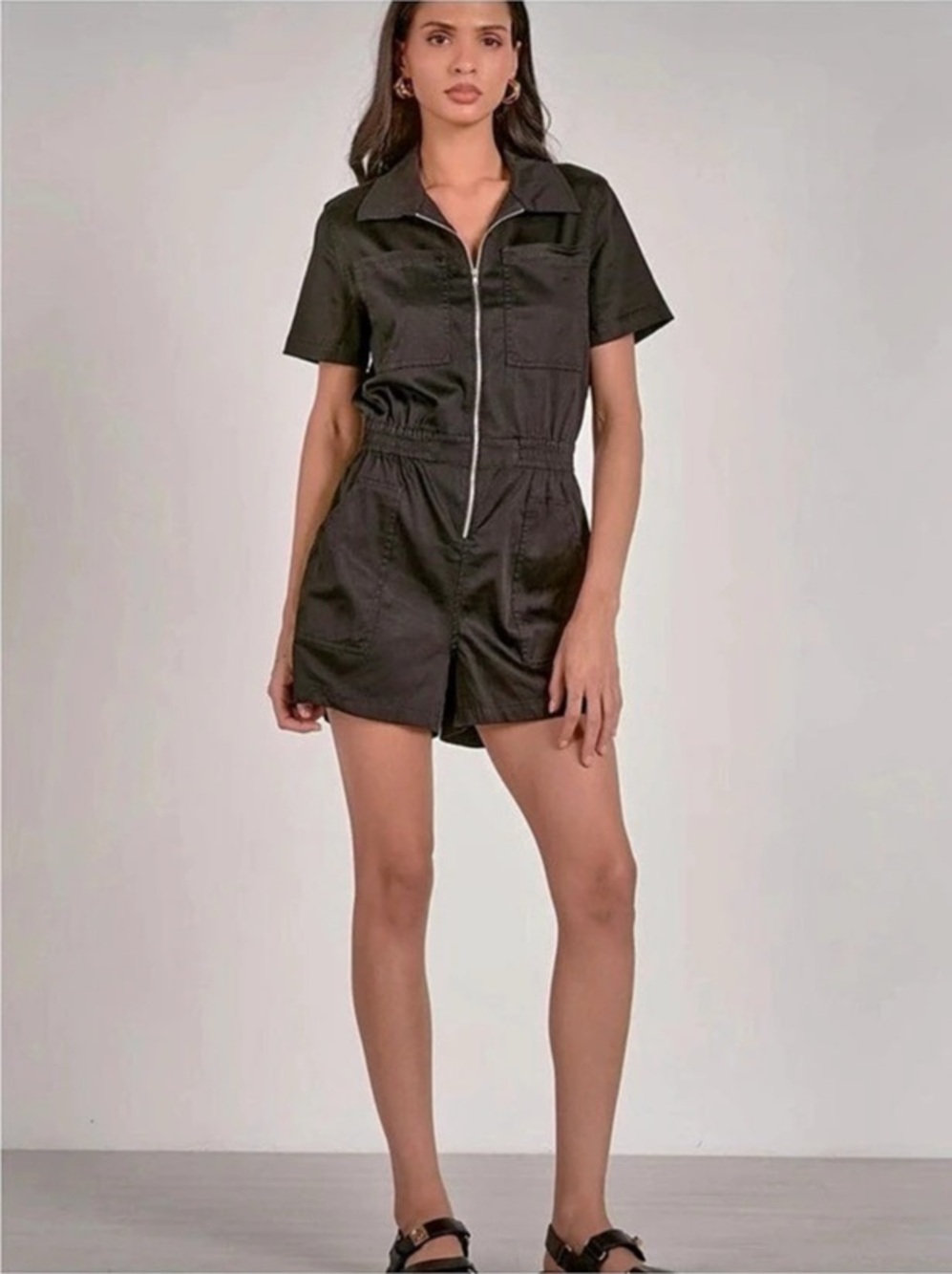 Elan Black Utility Romper Like New